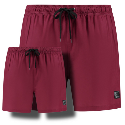 Solid, Donker rood, Vader en zoon zwembroek