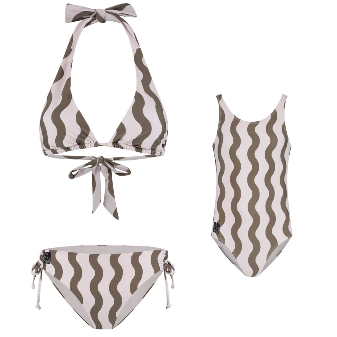 Striped, Wavy Green, Mother and Daughter Bikini/Swimsuit