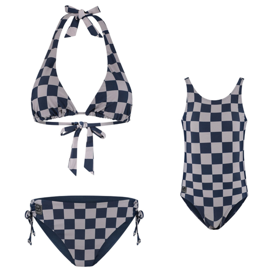 Check, Blauw, Moeder en dochter bikini/badpak