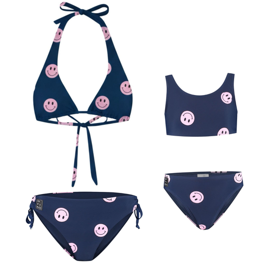 Smiley, Blau, Mutter und Tochter Bikinis