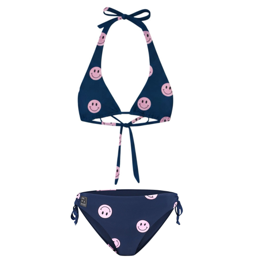 Smiley, Blue, Women's Bikini