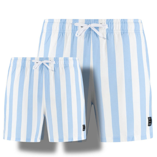 Streep, Licht blauw, Vader en zoon zwembroek
