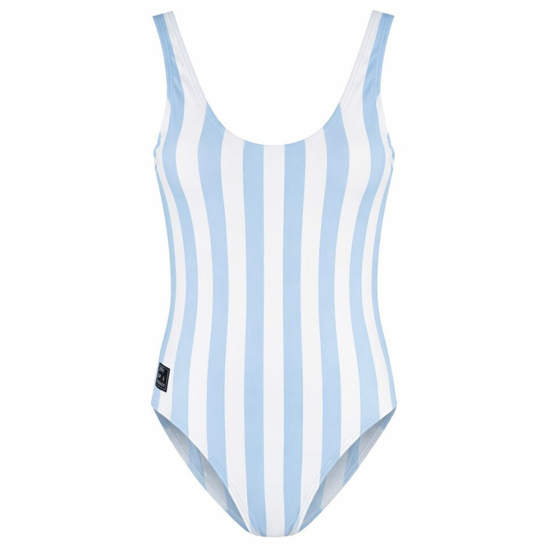 Striped, Light Blue, Women's Swimsuit