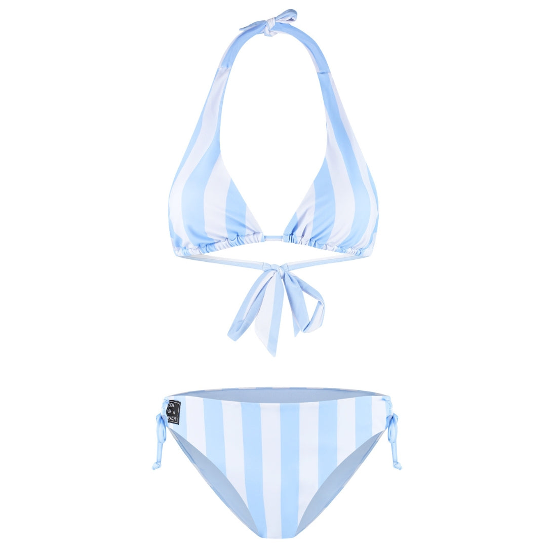Gestreift, hellblau, Damen Bikini