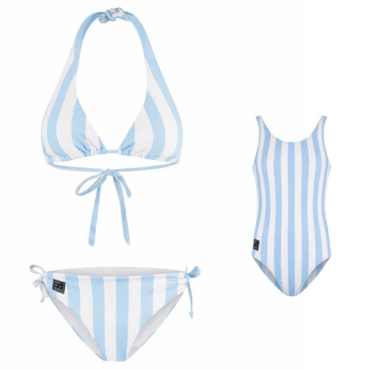 Streep, Licht blauw, Moeder en dochter bikini/badpak