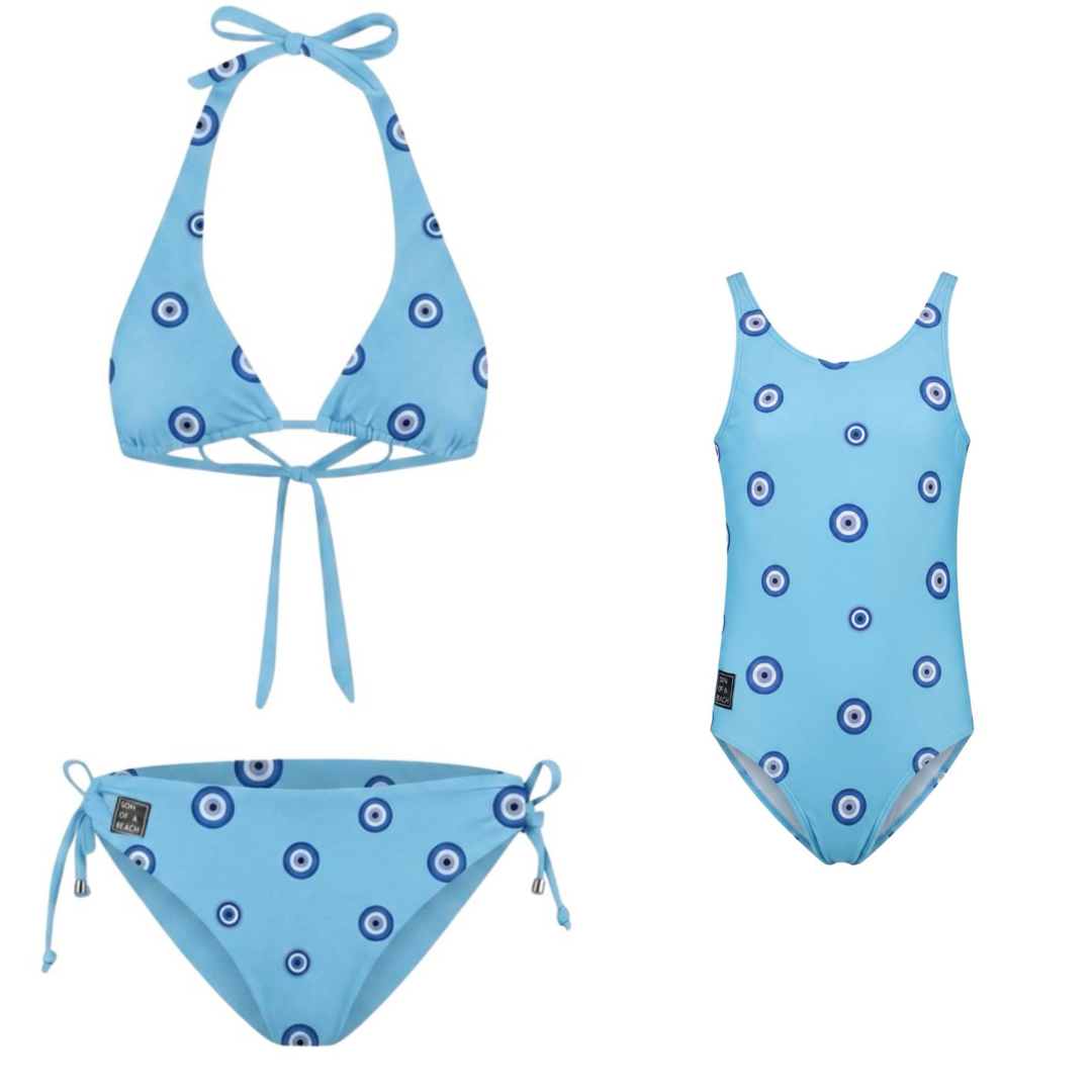 Auge, Blau, Bikini/Badeanzug für Mutter und Tochter