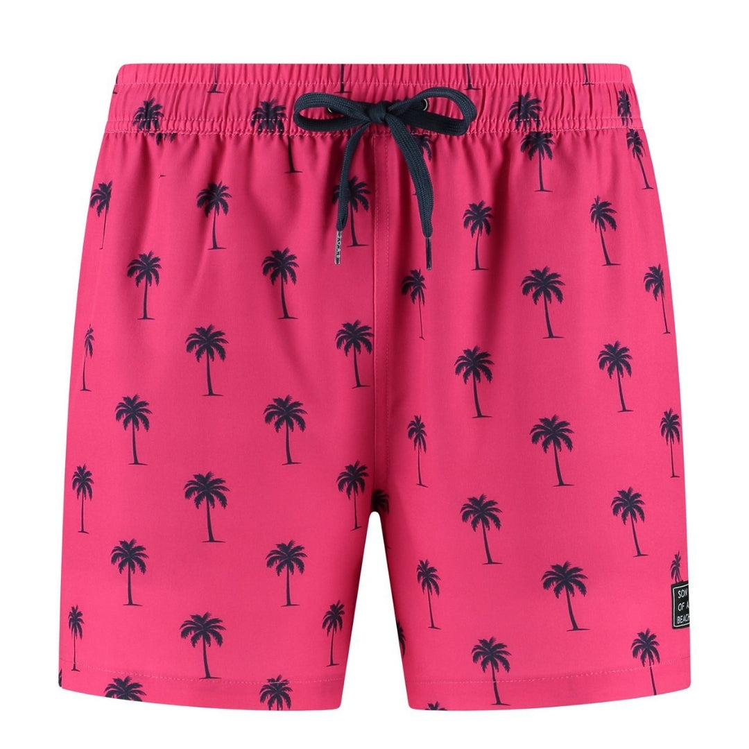 Palmboom, Roze, Vader en zoon zwembroek