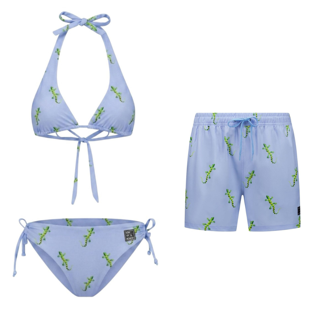 Gekko, Blauw, Moeder en zoon bikini/zwembroek