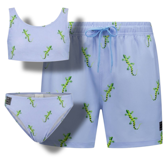Gekko, Blauw, Vader en dochter zwembroek/ bikini
