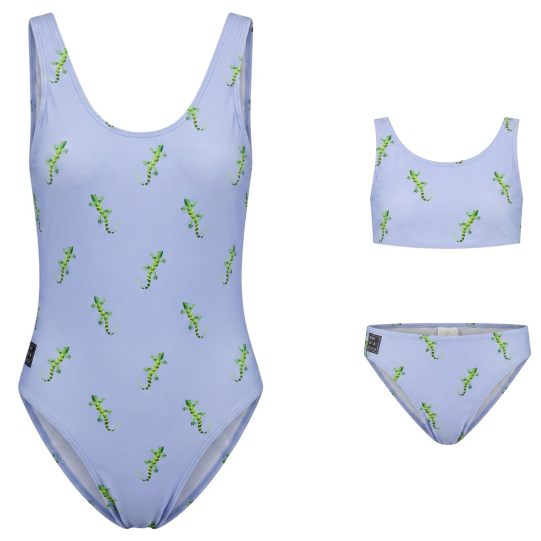 Gekko, Blauw, Moeder en dochter badpak/bikini