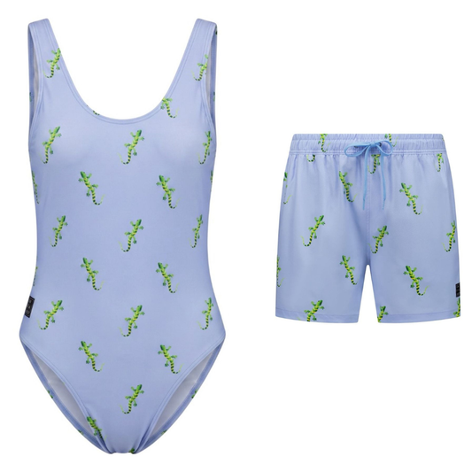 Gekko, Blauw, Moeder en zoon badpak/zwembroek