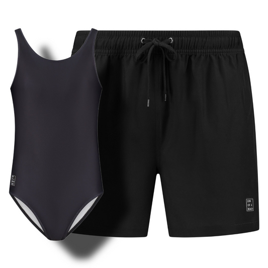 Solid, Zwart, Vader en dochter zwemkleding