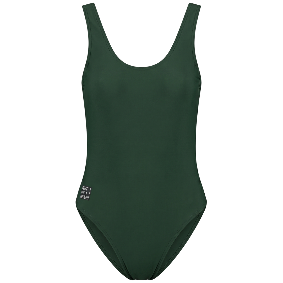 Solid, Donker groen, Dames Badpak