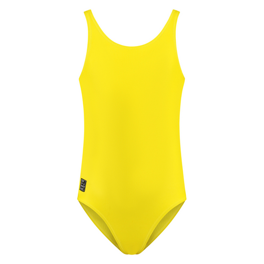 Solid, Yellow, Girls swimsuit