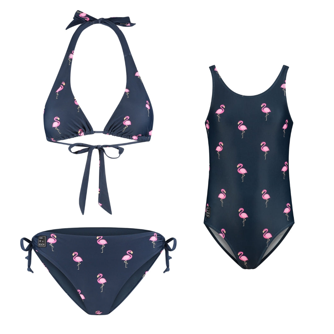 Flamingo, Blue, Mother and daughter bikini/swimsuit