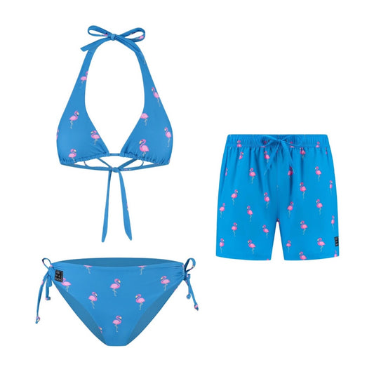 Flamingo, Royal Blue, Mother and son bikini/swimming trunks