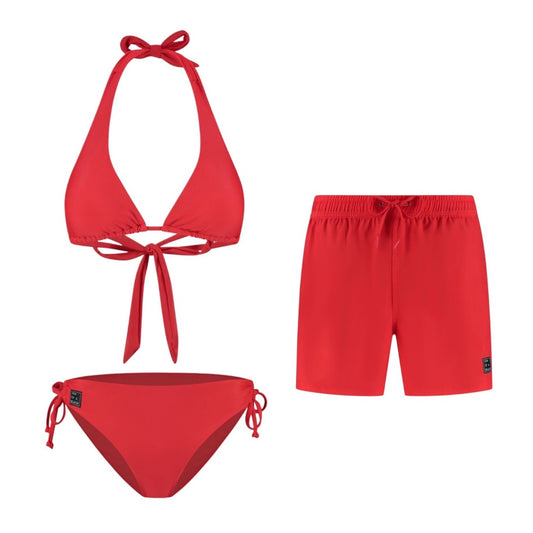 Solid, Red, Mother and son bikini/swimming trunks