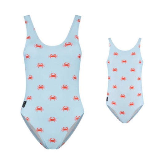 Crab, Light blue, Mother and daughter swimsuit
