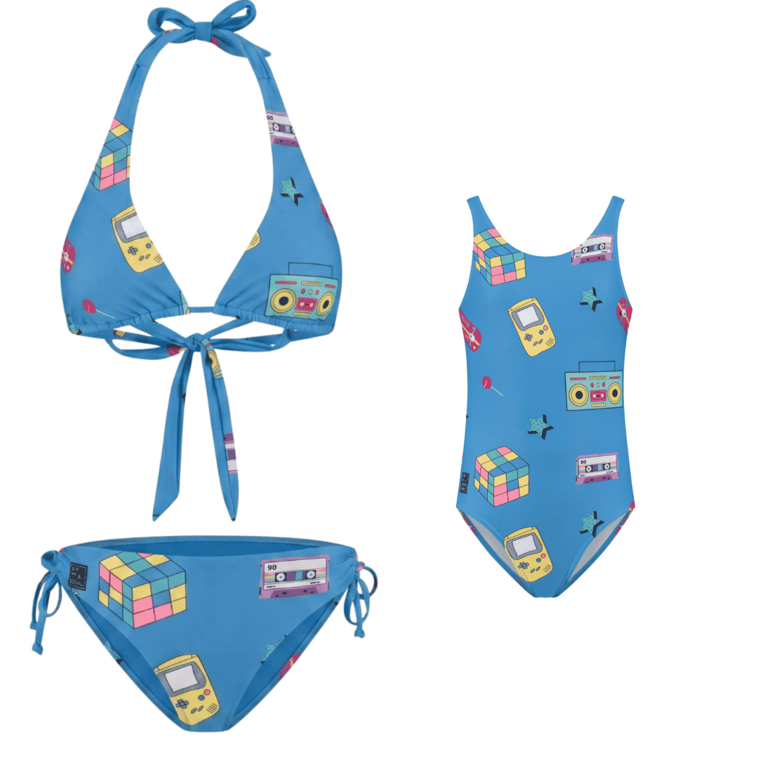 Retro, Bikini/Badeanzug für Mutter und Tochter