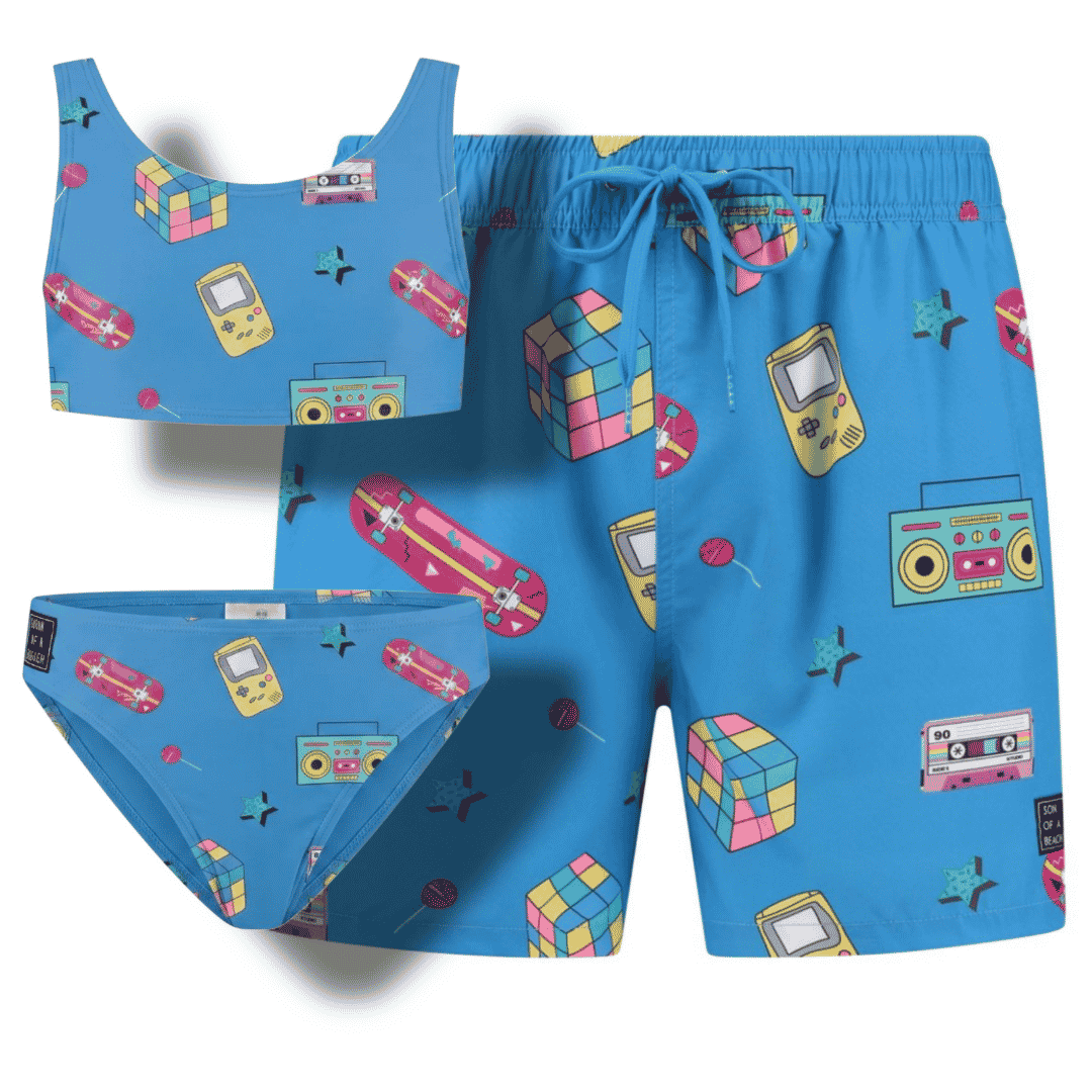 Retro, Father and daughter swim trunks/bikini 