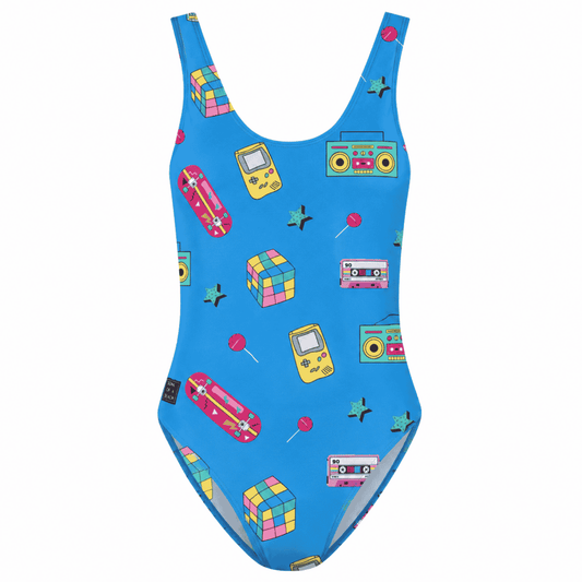 Retro, Blue, Women's Swimsuit