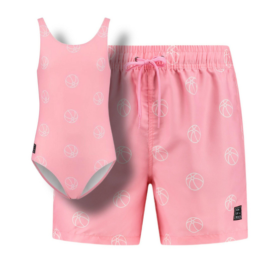 Beachball, Roze, Vader en dochter zwemkleding