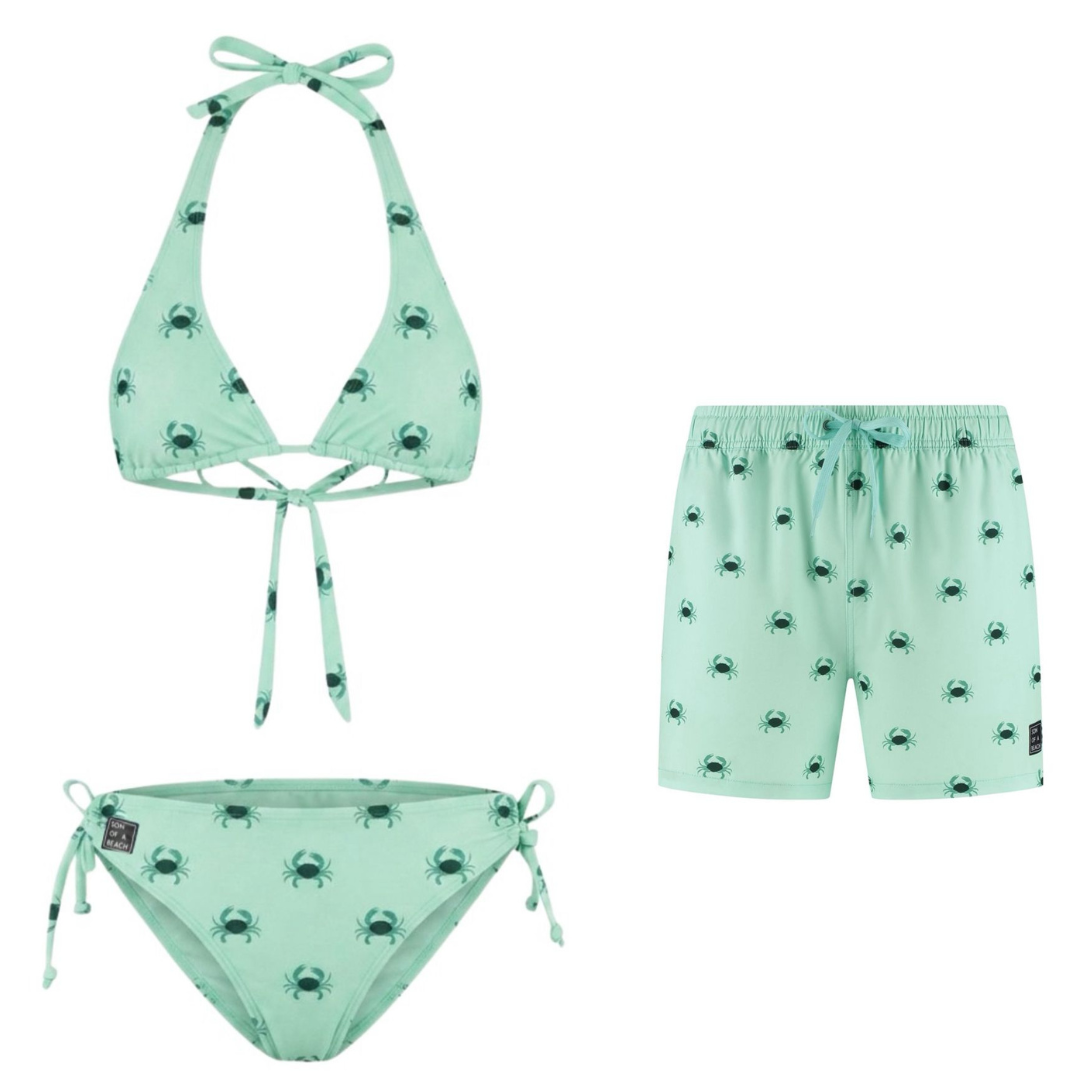 Krab, Groen, Moeder en zoon bikini/zwembroek