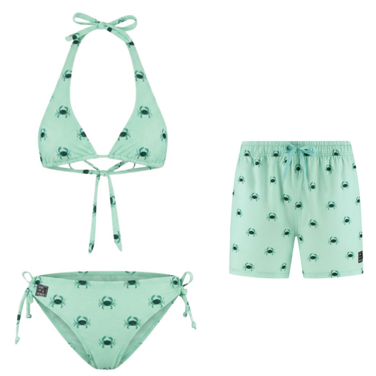 Krab, Groen, Moeder en zoon bikini/zwembroek