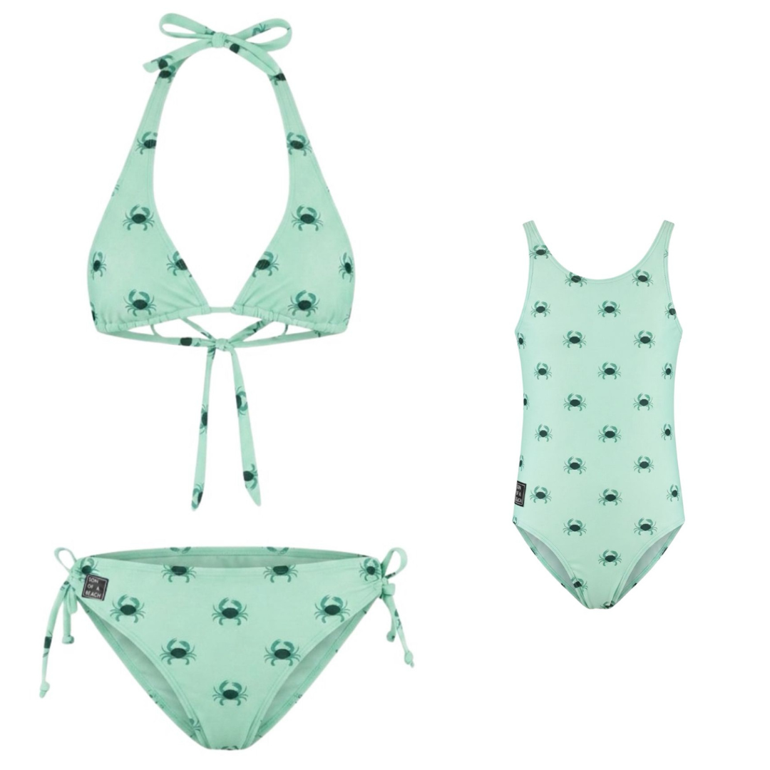 Krab, Groen, Moeder en dochter bikini/badpak