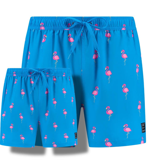 Flamingo, Royal Blue, Vader en zoon zwembroek