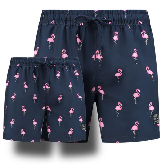 Flamingo, Blauw, Vader en zoon zwembroek
