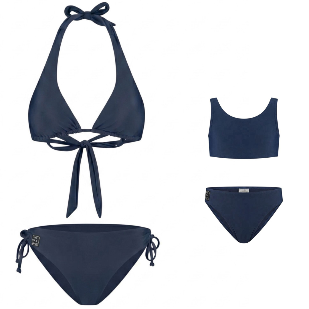 Solid, Donker blauw, Moeder en dochter bikini's